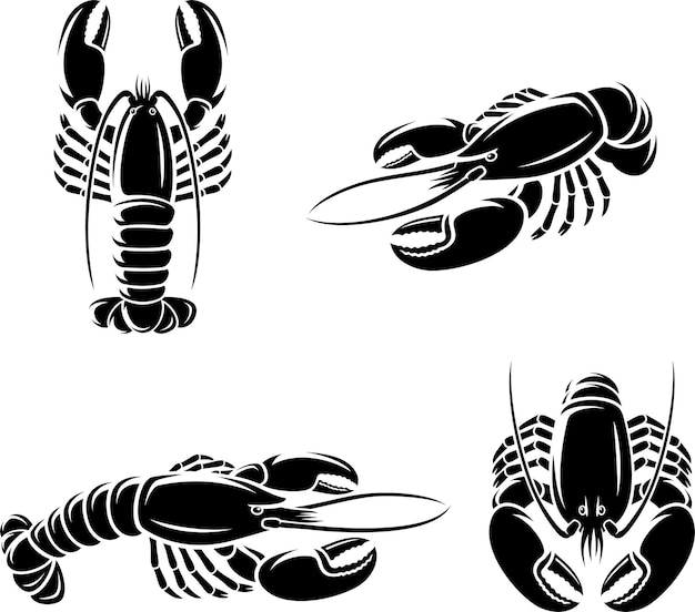 Vecteur ensemble de homard vectoriel