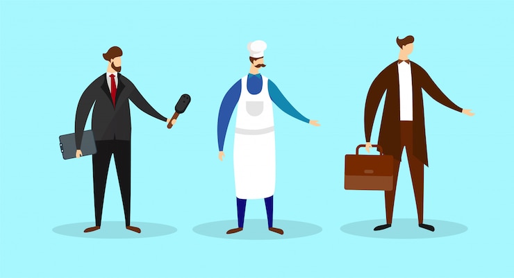 Vecteur ensemble d'hommes journaliste, chef, employés d'affaires