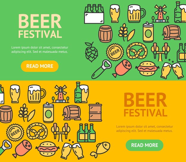 Ensemble horizontal de bannière de signes de bière et d'Oktoberfest
