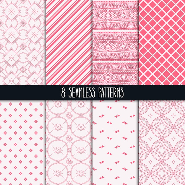 Ensemble de huit motifs ornementaux différents. Ornements ethniques floraux et géométriques