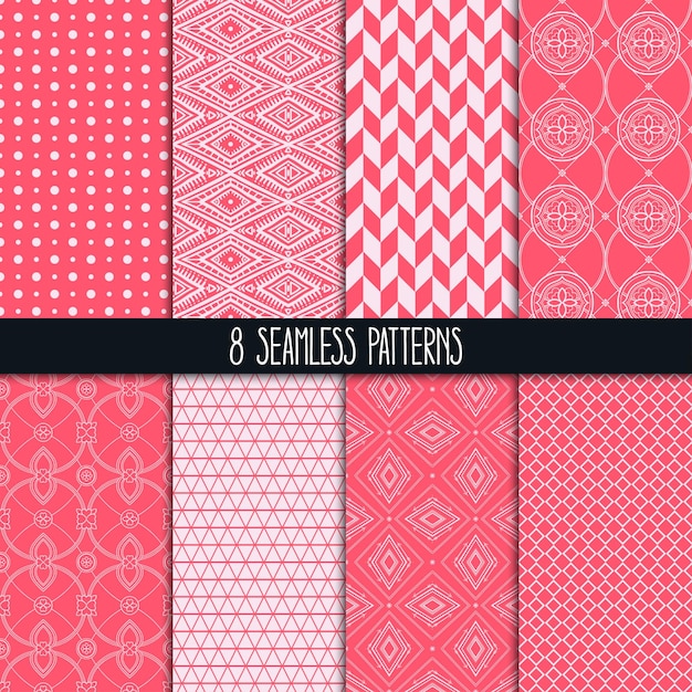 Ensemble de huit motifs roses ornementaux différents Ornements floraux et géométriques ethniques