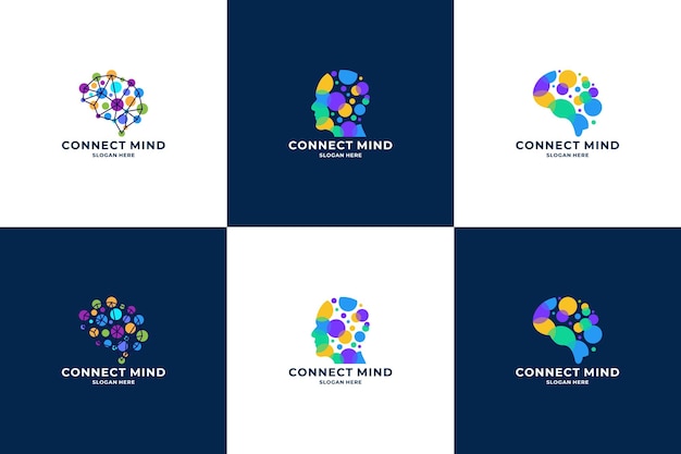 Ensemble d'humains intelligents colorés avec concept de logo de connexion