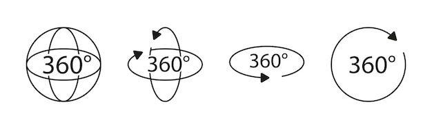 Ensemble d'icônes à 360 degrés Une collection d'icônes représentant le concept d'une vue ou d'une perspective à 360 degrés Ces icônes peuvent être utilisées pour symboliser des vues panoramiques réalité virtuelle