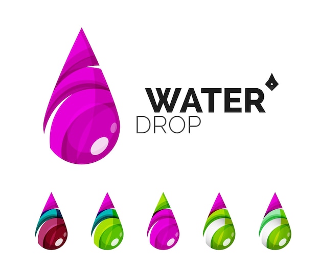 Vecteur ensemble d'icônes abstraites eco eau logotype d'entreprise nature concepts verts propre conception géométrique moderne