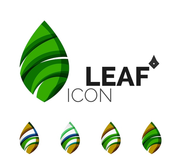 Vecteur ensemble d'icônes abstraites eco leaf logotype d'entreprise nature concepts propre design géométrique moderne