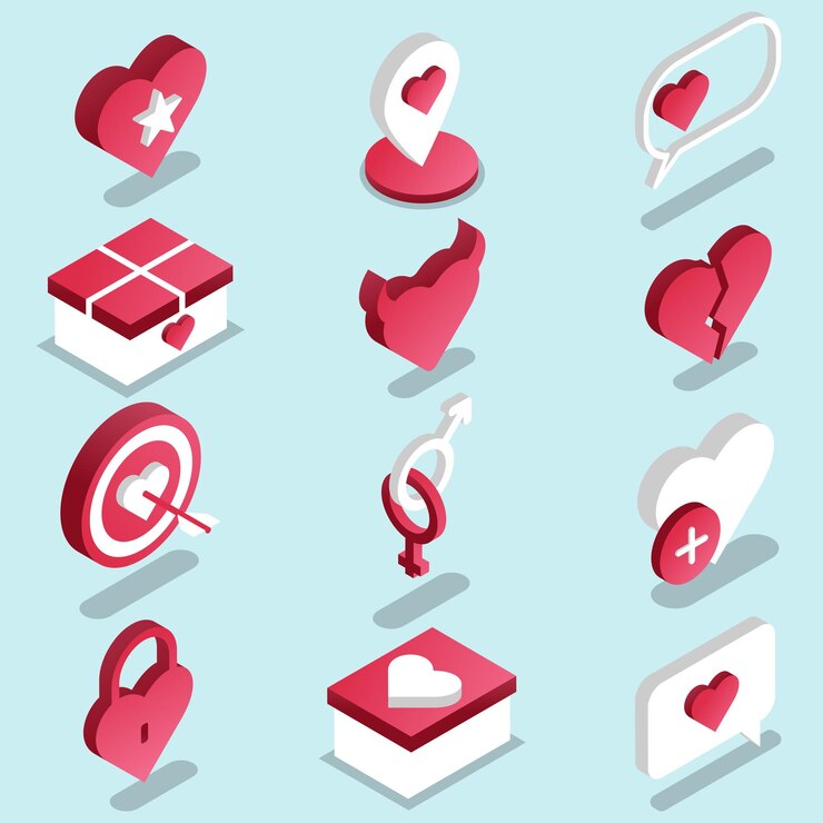 Ensemble d'icônes d'amour Hearts star discours bulles cadeaux de géolocalisation sexe et cible