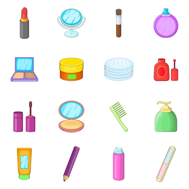 Ensemble d'icônes d'articles cosmétiques