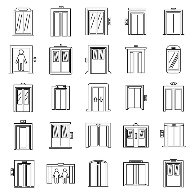 Ensemble d'icônes d'ascenseur de bureau