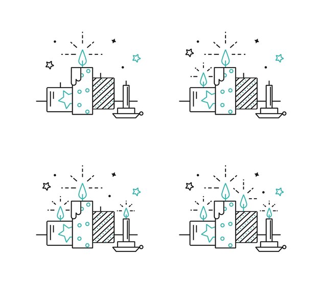 Ensemble D'icônes De L'avent Brûler Des Bougies De L'avent Vecteur Quatrième Dimanche De L'avent