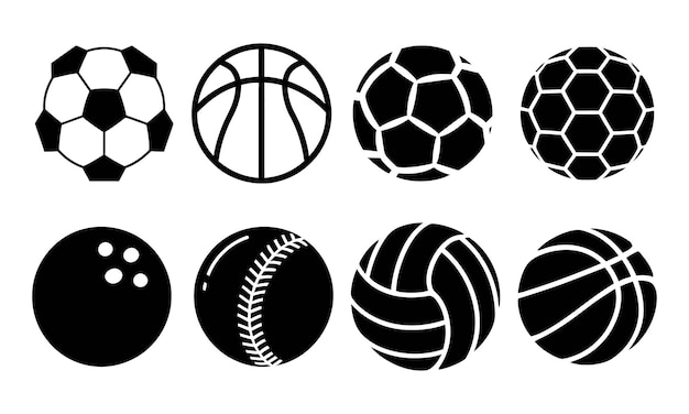Ensemble d'icônes de balles de jeux sportifs