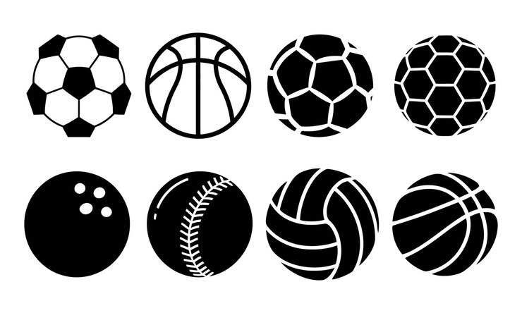Vecteur ensemble d'icônes de balles de jeux sportifs