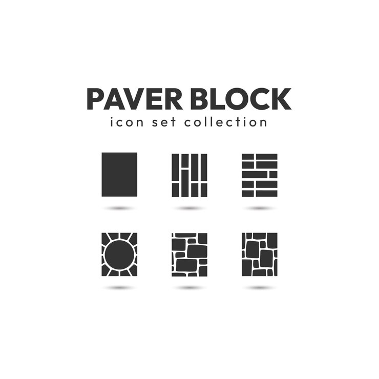 Ensemble d'icônes de bloc de pavés en béton
