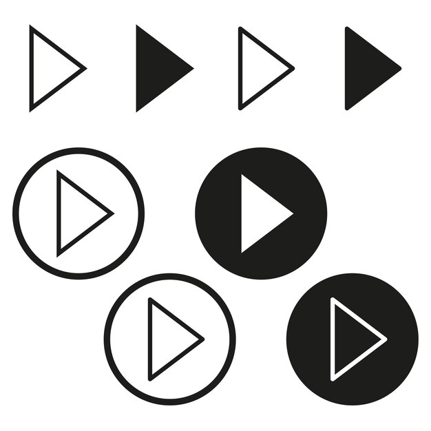 Ensemble d'icônes de boutons de lecture Symboles de l'interface du lecteur multimédia Options de lecture vidéo et audio Vector