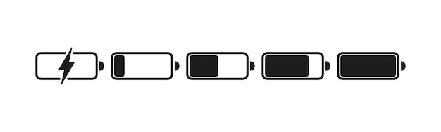 Vecteur ensemble d'icônes de charge de la batterie du téléphone une collection complète d'icônes représentant différents niveaux de charge de la batterie pour les téléphones mobiles ces icônes représentent visuellement les états de charge de la batterie