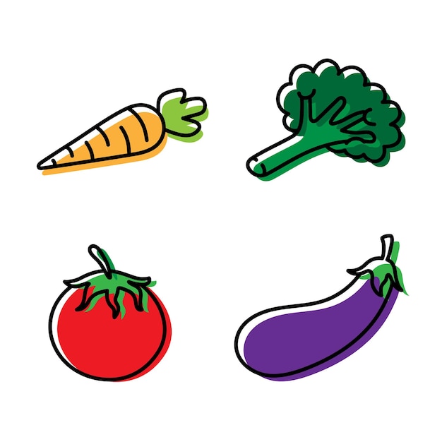 Vecteur ensemble d'icônes de clipart de légumes