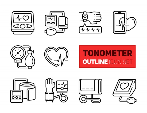 Ensemble D'icônes De Contour De Tonomètre