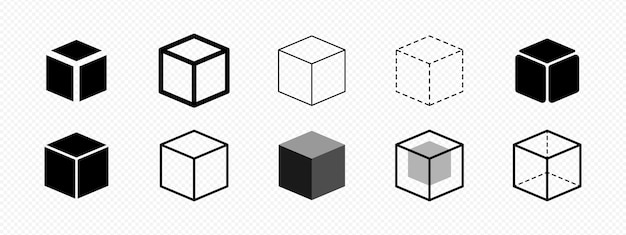Ensemble d'icônes de cube isolé par vecteur