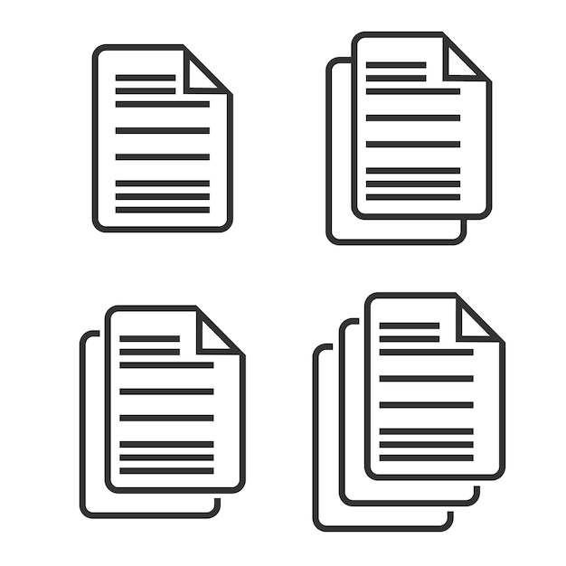 Ensemble d'icônes de documents isolés sur fond Illustration vectorielle