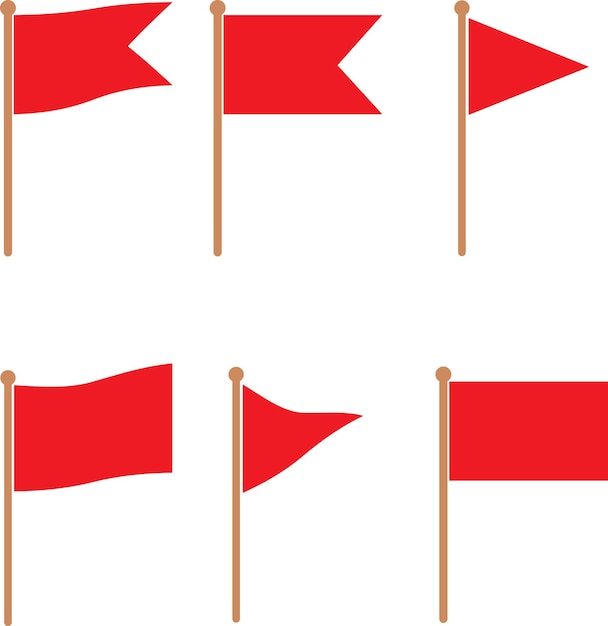 Vecteur ensemble d'icônes de drapeau agité