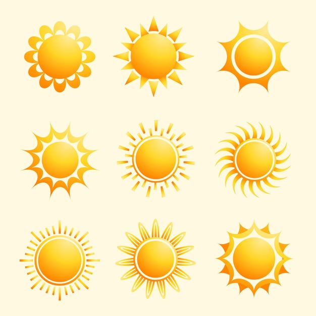 Un ensemble d'icônes du soleil