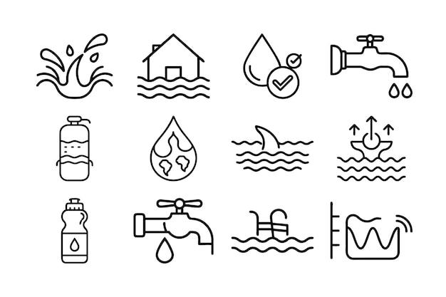 Ensemble d'icônes d'eau