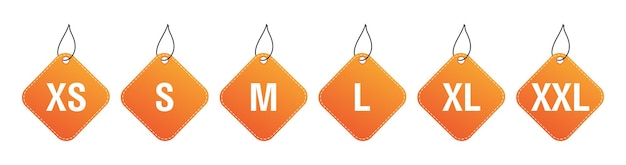 Ensemble d'icônes d'étiquette de taille XS SML XL XXL Étiquette de vêtements Shopping Illustration vectorielle