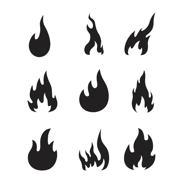 Ensemble D'icônes De Flammes Vector Illustration