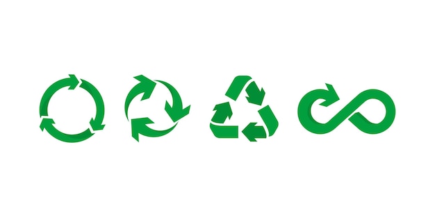 Ensemble d'icônes de flèches vertes de recyclage