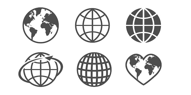 Ensemble d'icônes de globe terrestre. Icônes du globe.