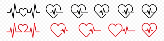 Ensemble D'icônes D'impulsion De Battement De Coeur Icônes De Battement De Cardiogramme