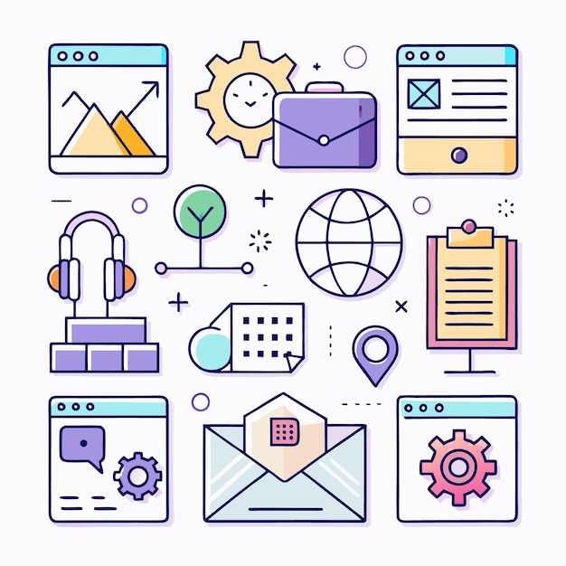 Ensemble d'icônes d'Internet et de sites Web