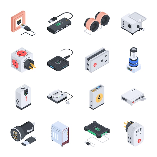 Ensemble d'icônes isométriques IOT