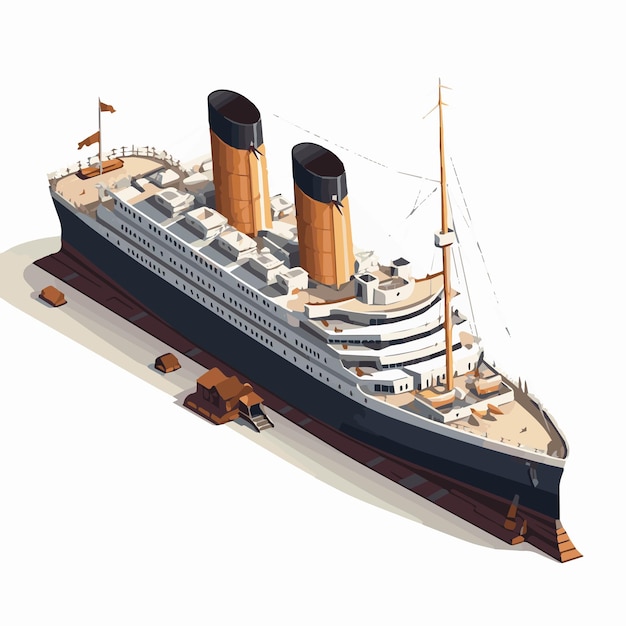 Ensemble d'icônes isométriques vectorielles ou éléments infographiques représentant un navire porte-conteneurs low poly pétrolier navire passager navire de croisière ferry chargé de voitures et plate-forme pétrolière