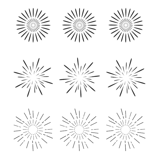Ensemble d'icônes de ligne de feux d'artifice Illustration vectorielle de feux d'artifice de bonne année
