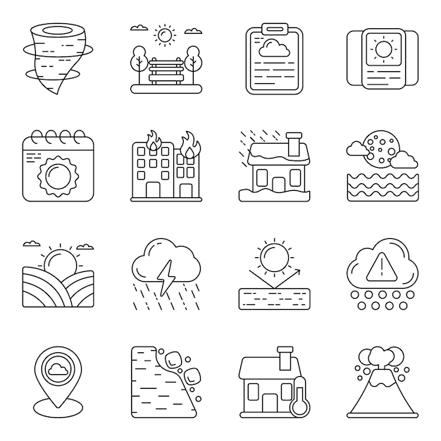 Ensemble d'icônes de ligne météo et climat