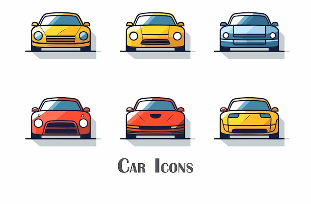 Ensemble d'icônes de lignes vectorielles de voitures