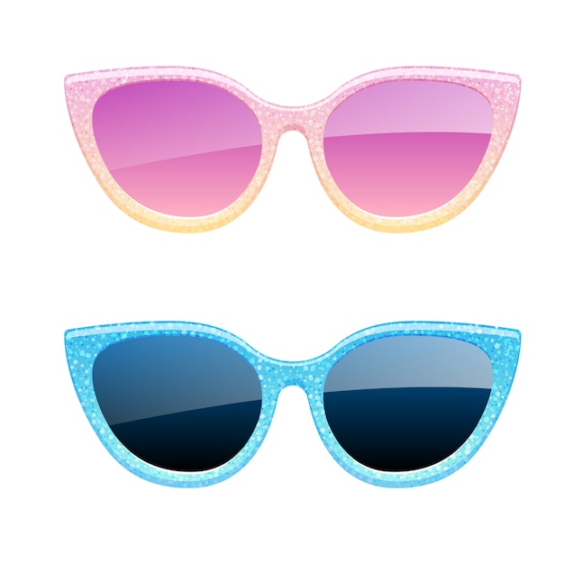 Ensemble d&#39;icônes de lunettes de soleil de paillettes. Accessoires de lunettes de mode.