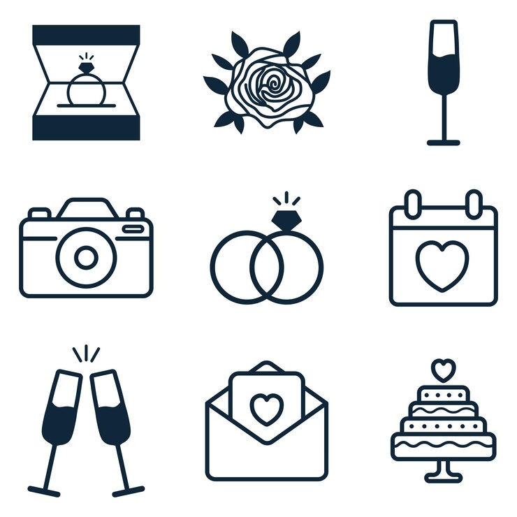 Vecteur ensemble d'icônes de mariage illustration vectorielle