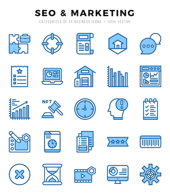 Ensemble d'icônes de marketing SEO Un paquet d'icône de style d'art de ligne simple