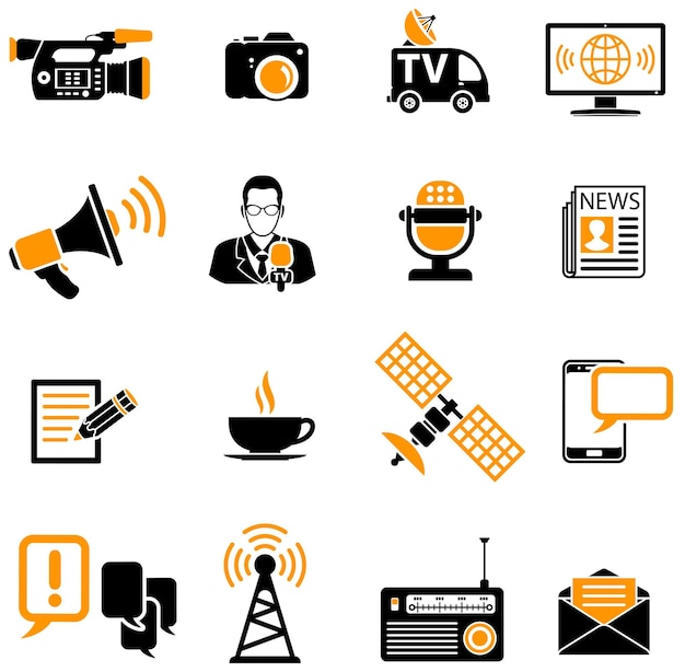 Ensemble d'icônes de médias et de nouvelles