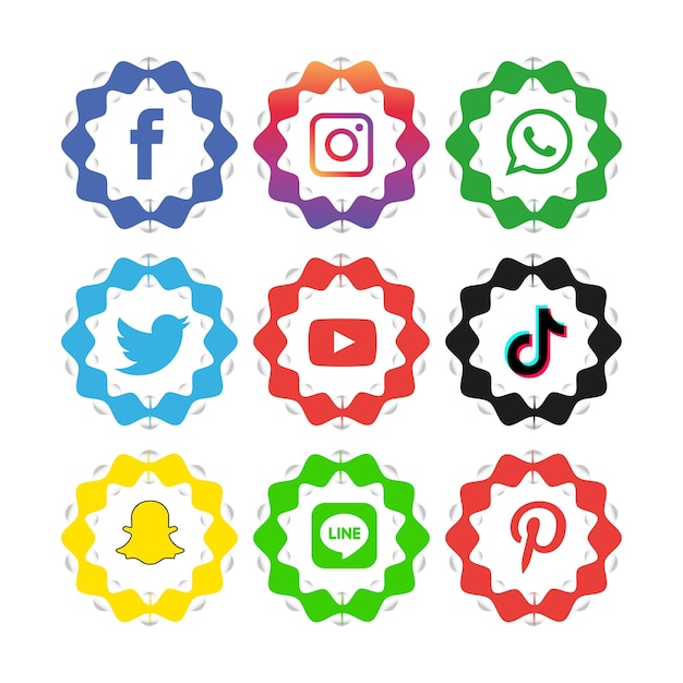 Ensemble D'icônes De Médias Sociaux Logo Vector Illustrator