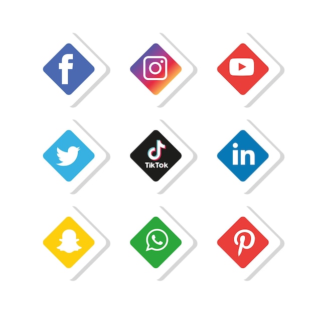 Ensemble D'icônes De Médias Sociaux Logo Vector Illustrator
