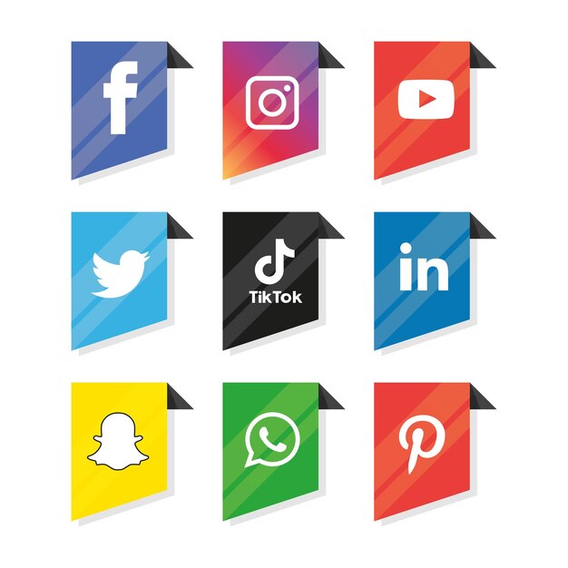 Ensemble D'icônes De Médias Sociaux Logo Vector Illustrator