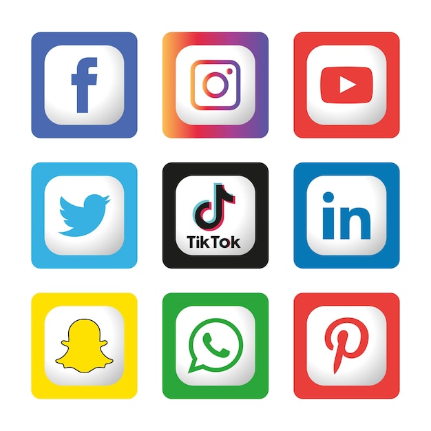 Vecteur ensemble d'icônes de médias sociaux logo vector illustrator