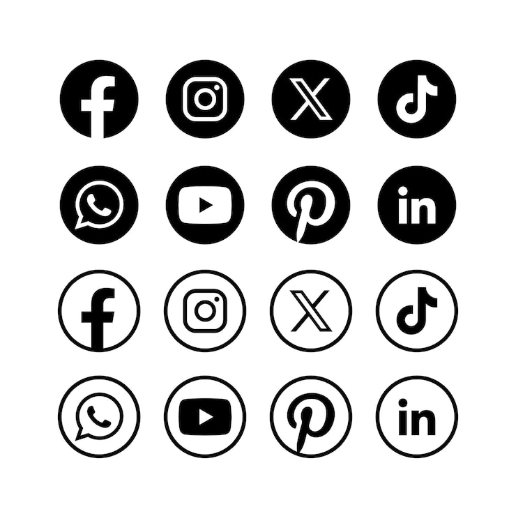 Vecteur un ensemble d'icônes de médias sociaux