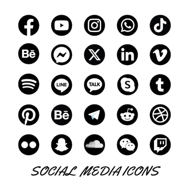 un ensemble d'icônes de médias sociaux.