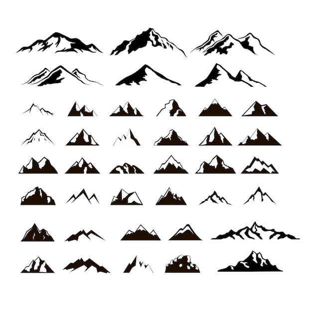 Ensemble D'icônes De Montagne Silhouette Vectorielle