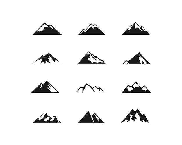 Ensemble D'icônes De Montagnes Vectorielles. Symbole De Forme De Montagnes Isolé. Vecteur Eps10