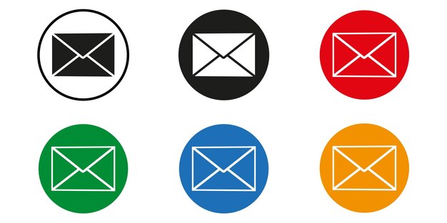 Ensemble D'icônes Multicolores D'enveloppes. Mail Pour Internet Et Les Appareils Mobiles. Illustration Vectorielle.