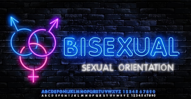 Vecteur ensemble d'icônes néon bisexuels. panneaux lumineux d'orientation sexuelle concept collection.